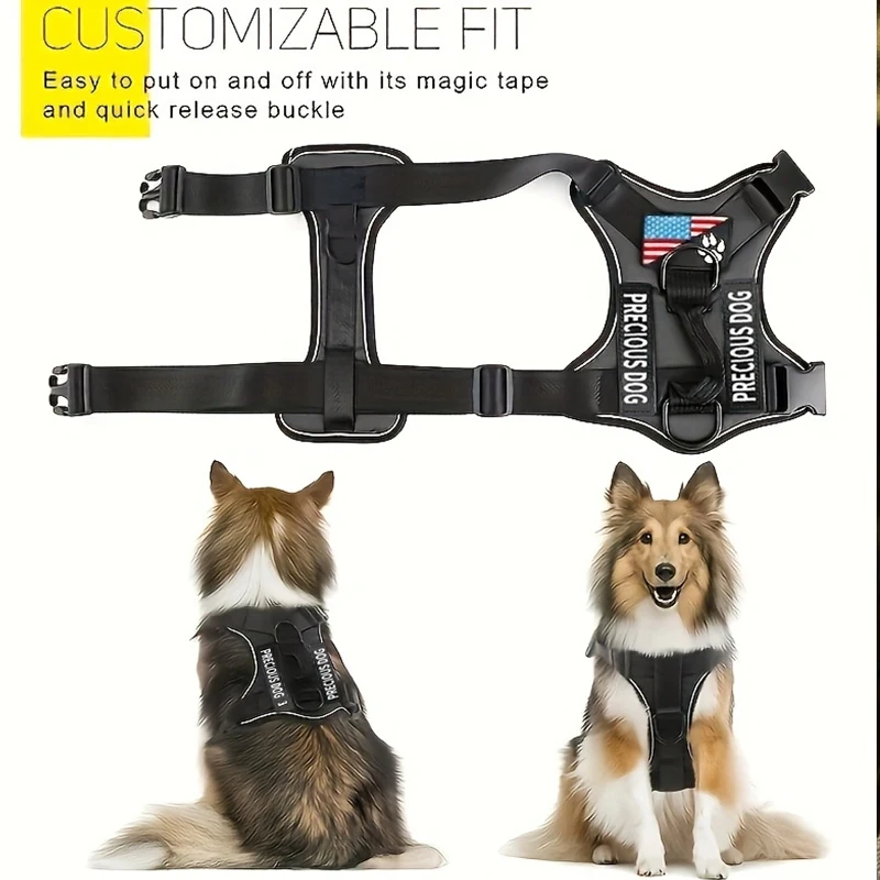 Harnais réfléchissant pour chien avec 5 patchs, harnais de Service pour chien, harnais Oxford souple réglable pour animaux de compagnie - imagen 4
