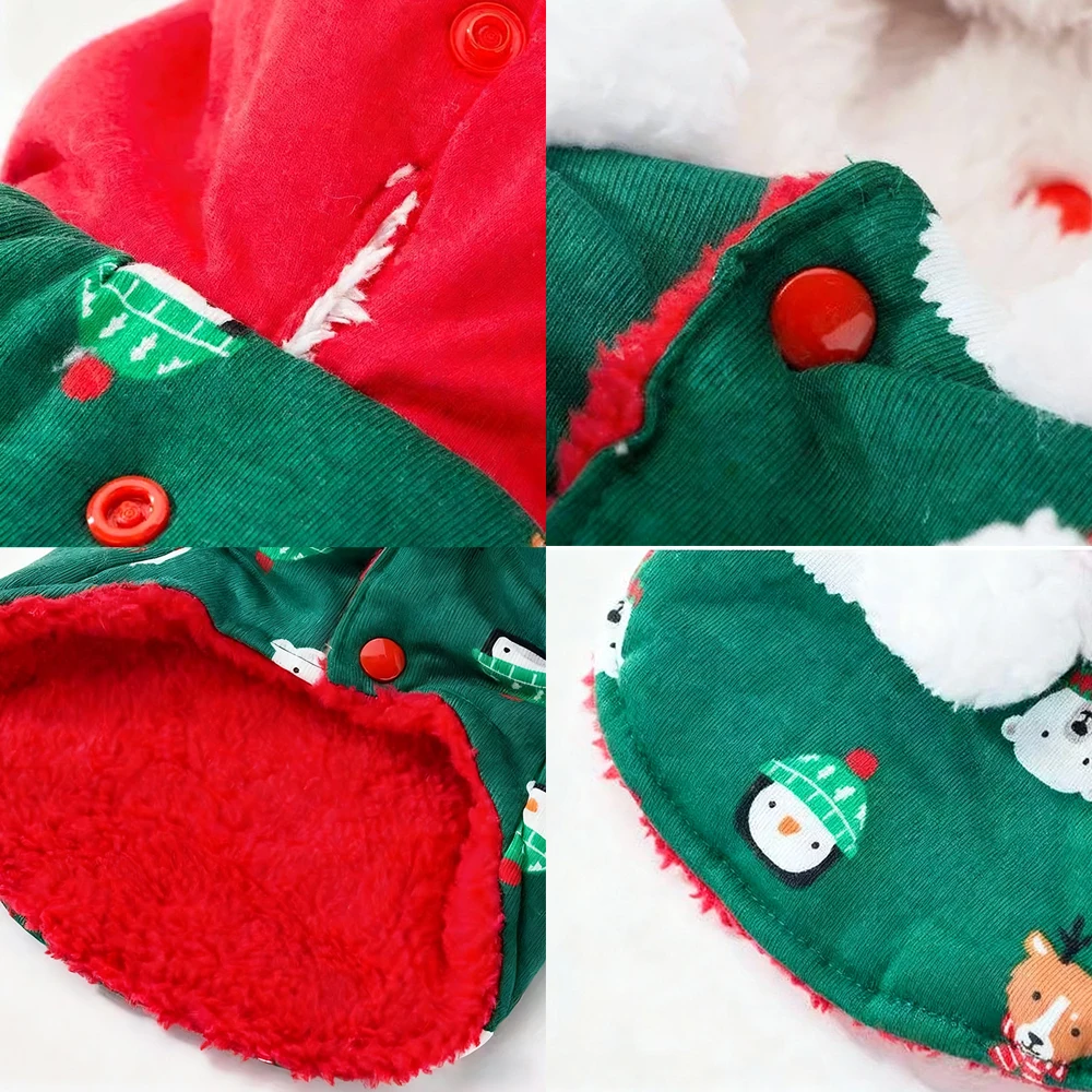 Abrigo para perro con capucha, trajes navideños para perros pequeños, gatos, chaqueta con capucha de lana cálida para invierno, bonito disfraz de Pug Yorkie Chihuahua - imagen 4