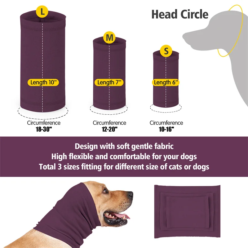 Previene el asustes, cubierta calmante para la cabeza para mascotas, bufanda para el cuello para perros, cachorros cálidos, perros grandes, gatos, orejeras reductoras de ruido, accesorios para mascotas - imagen 2