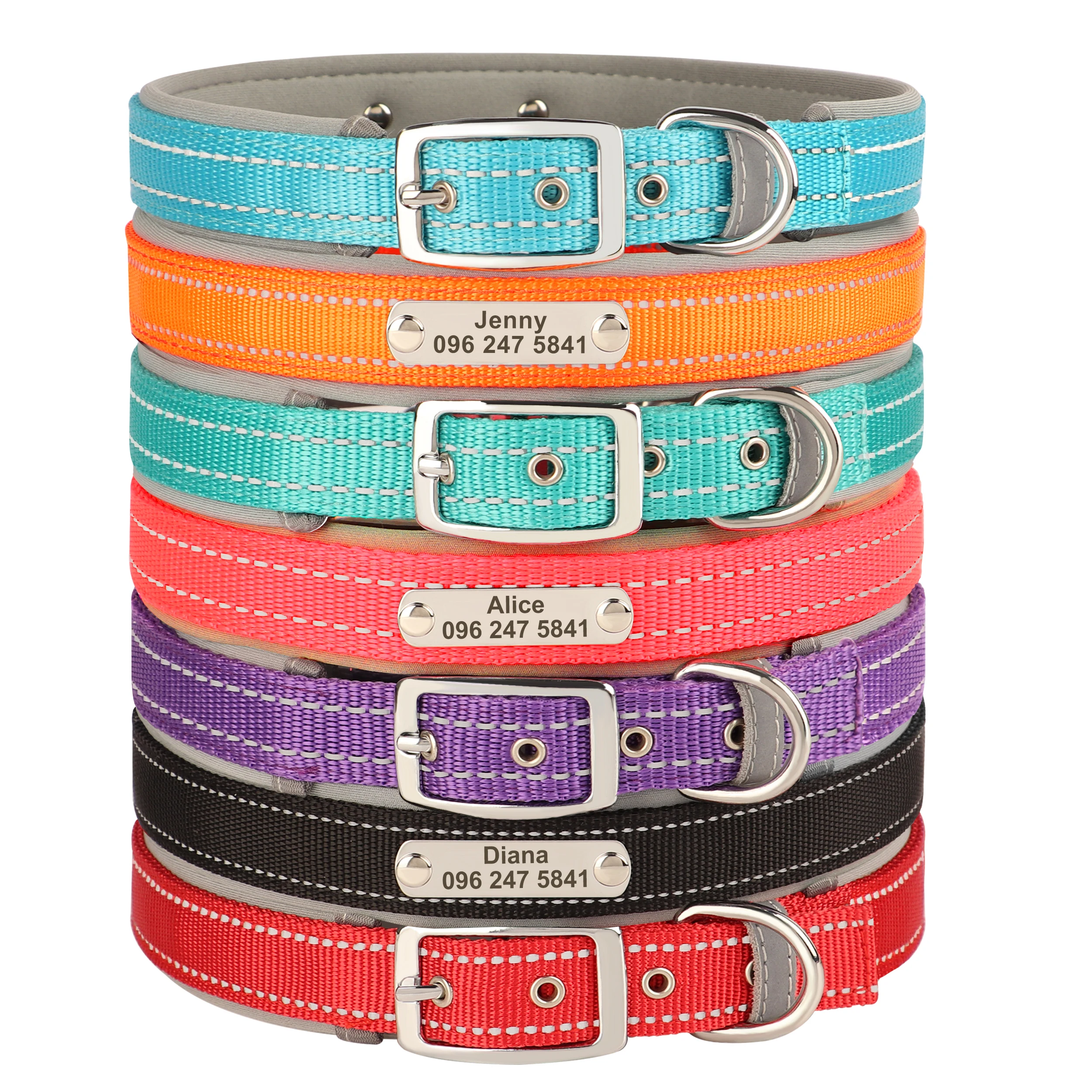 Collar de perro personalizado, collares de Navidad para cachorros, collar reflectante para fiesta de cumpleaños para mascotas, ajustable para perros pequeños, medianos y grandes, Pug - imagen 2