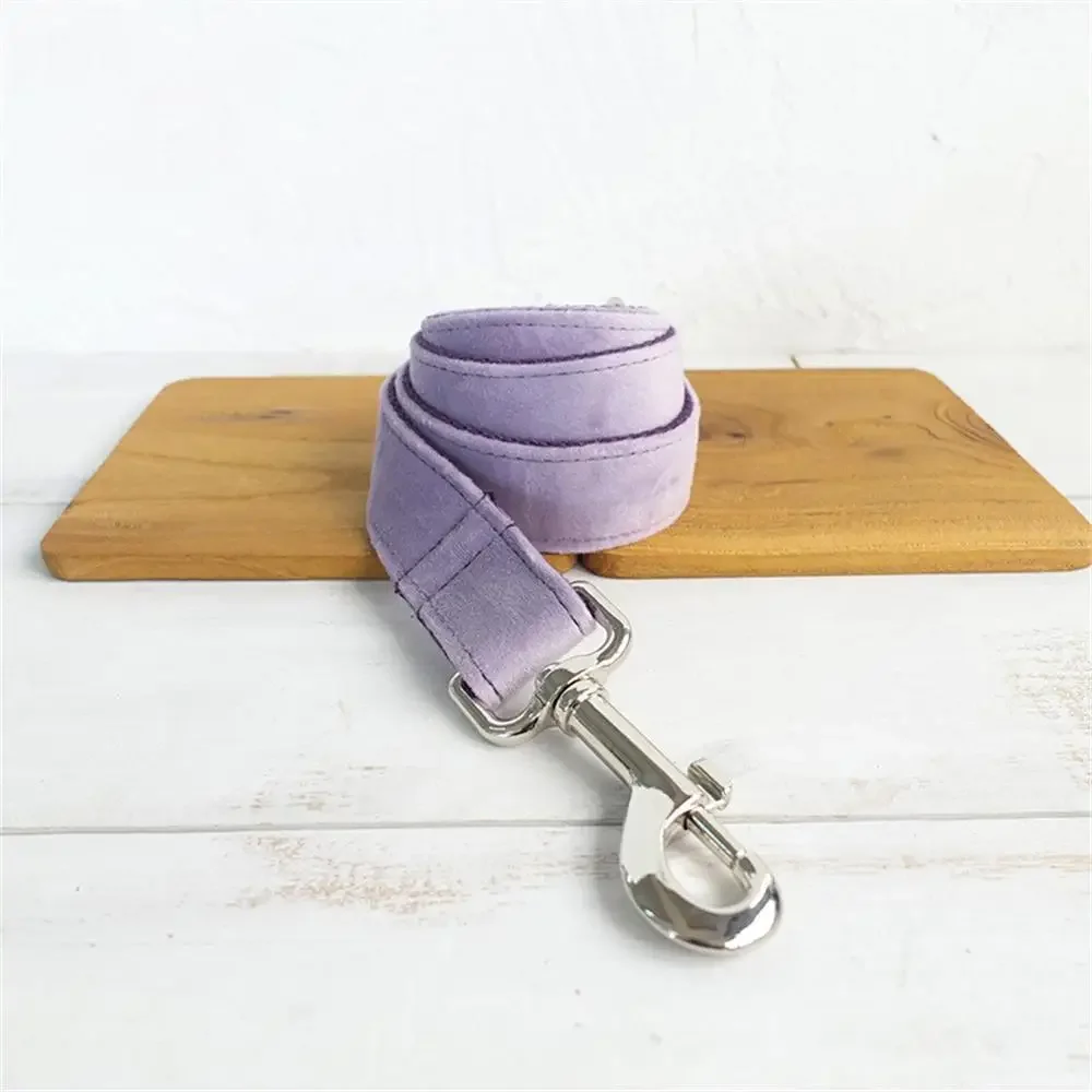 Collar de perro personalizado, Collar personalizado para mascotas, grabado gratis, etiqueta de nombre de identificación, accesorio para mascotas, Collar de cachorro de terciopelo grueso púrpura - imagen 3