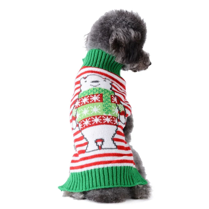 Ropa de punto para perros a la moda, suéter cálido de invierno para perros, disfraces navideños para cachorros, bonito estampado de gato, cuello alto, jerseys para mascotas Chihuahua - imagen 3