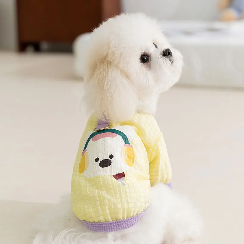 Pet primavera burbuja rejilla puede tirar Teddy perro pequeño primavera fina camiseta gato/perro ropa cachorro ropa - imagen 2