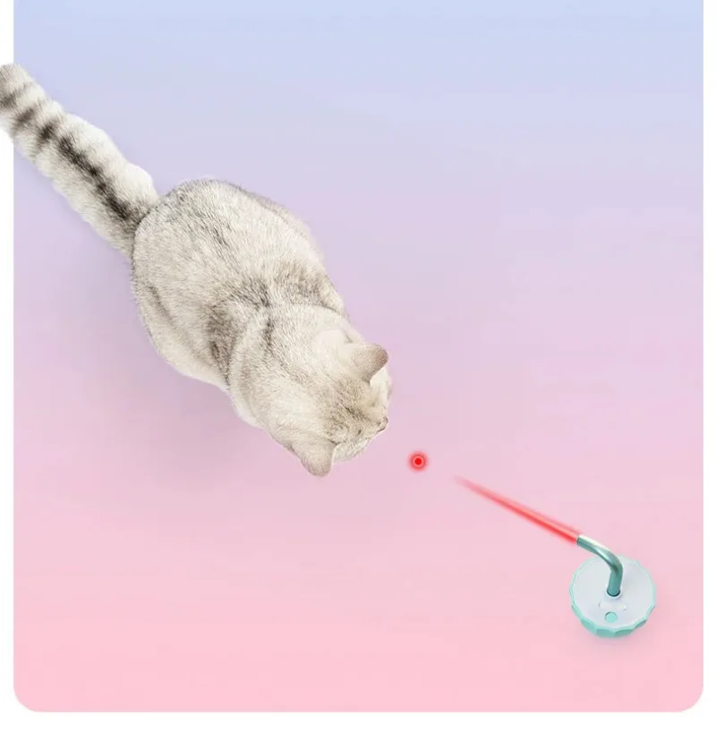 Un gato está jugando con un puntero láser rojo