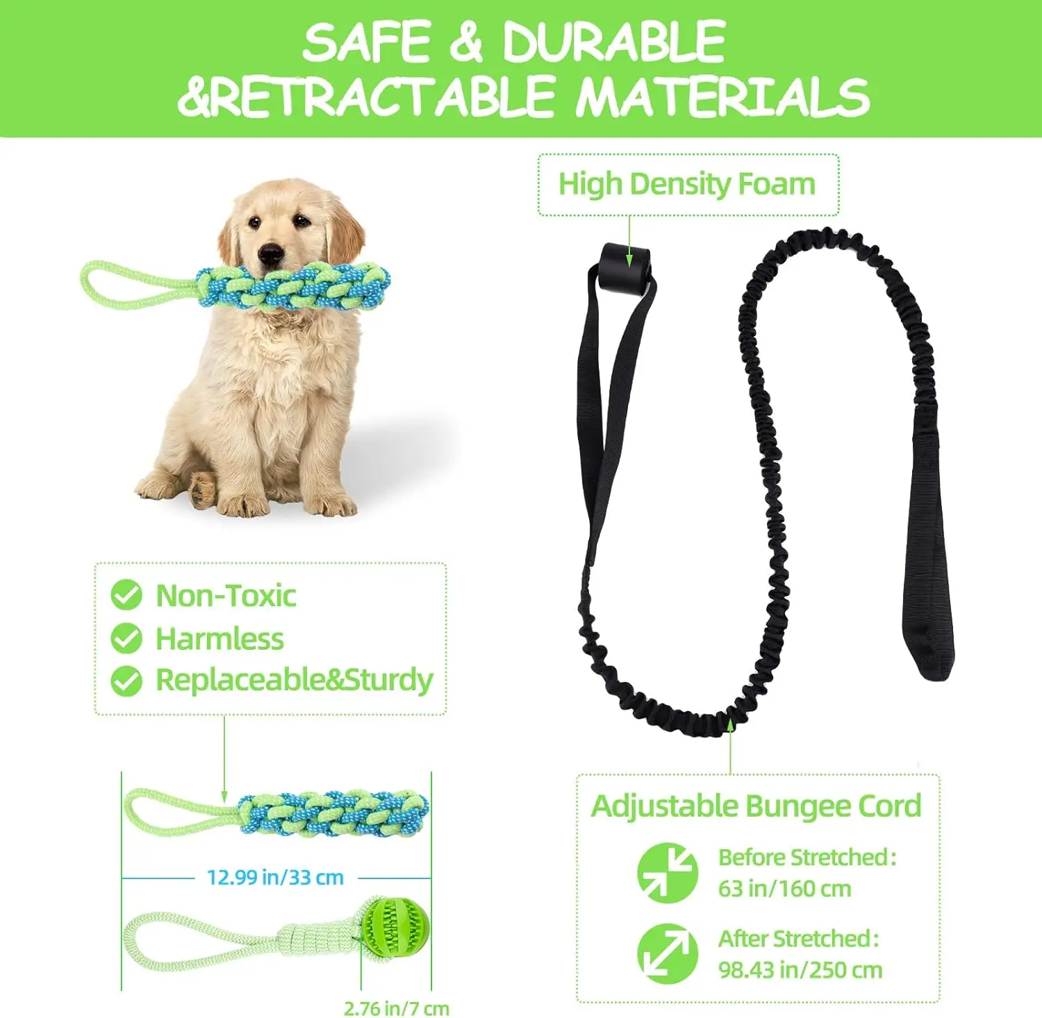 Juguetes de cuerda para perros con poste de resorte, juguete interactivo para perros, juguete para perros colgantes con cuerda elástica para interiores/exteriores - imagen 2
