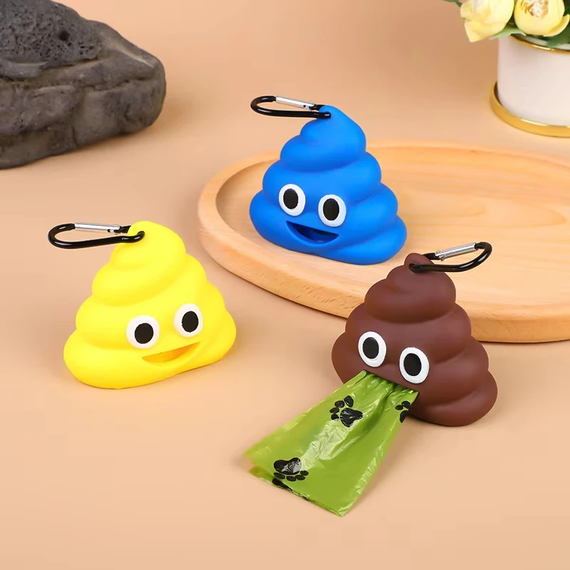 Dispensador portátil de bolsas de basura para mascotas en forma de caca, sin bolsas de basura, soporte para bolsas de basura para mascotas al aire libre con Clip, suministros para mascotas - imagen 2
