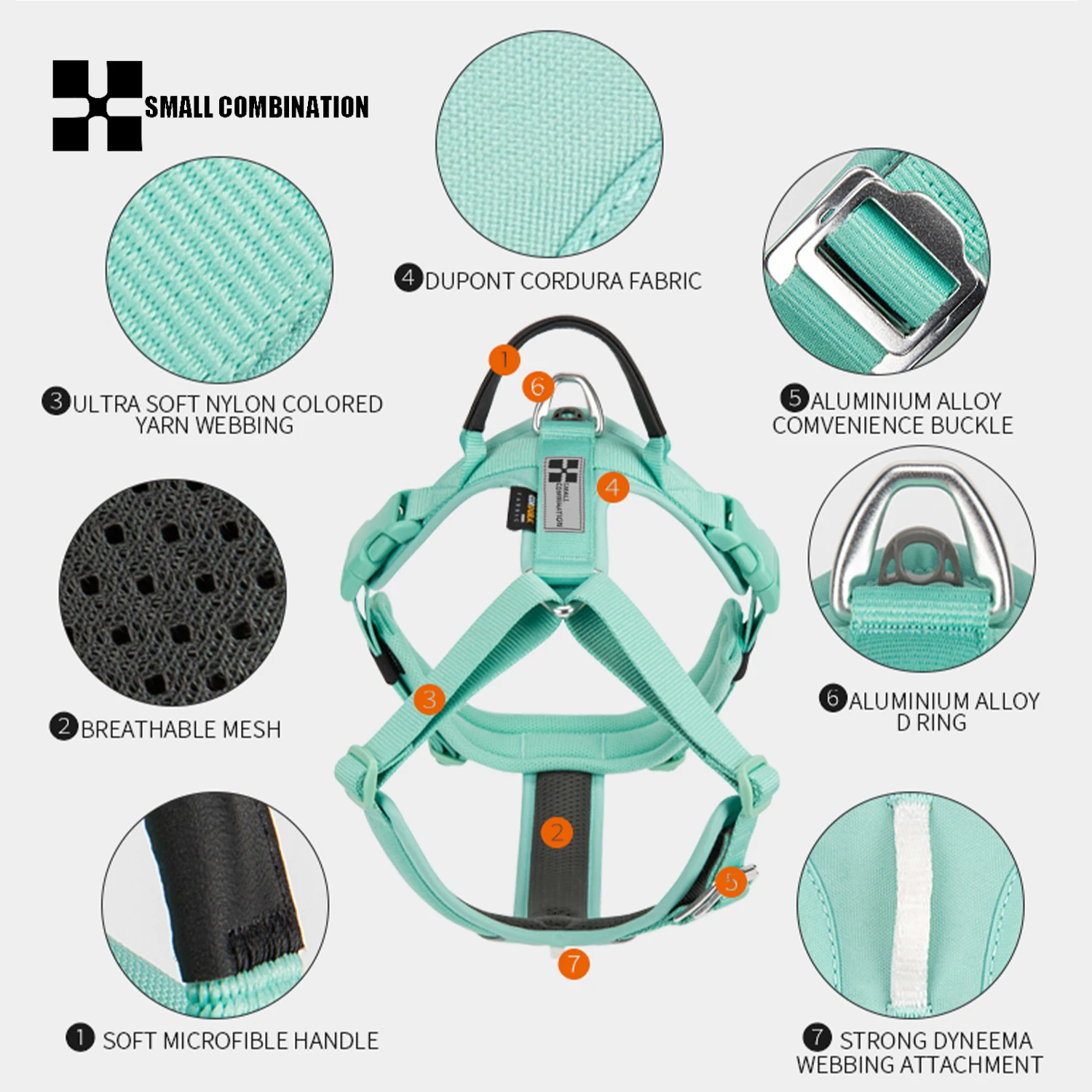 Conjunto de arnés y correa para Collar de perro grande, combinación pequeña, sin tirones, chaleco reflectante para el pecho de perro mediano, entrenamiento de pastor alemán para mascotas - imagen 2