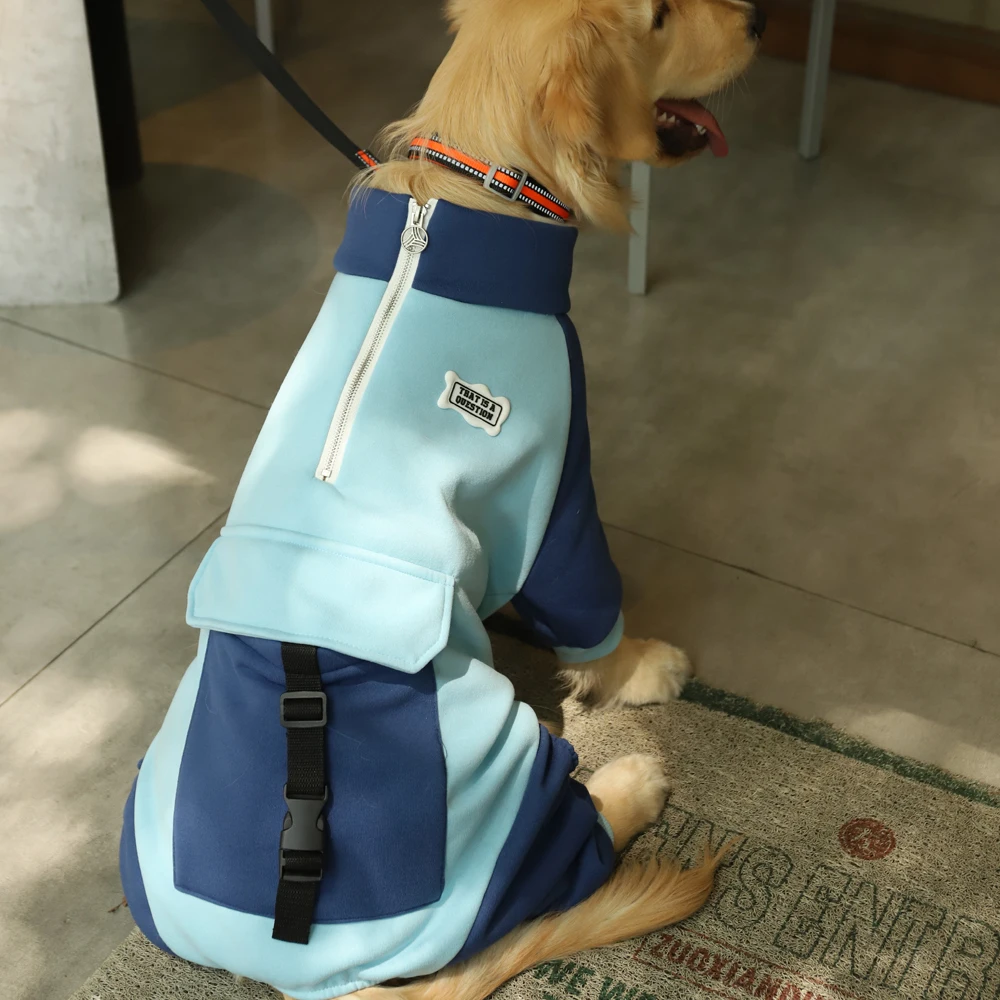 HOOPET-chaqueta deportiva con cremallera para perro, abrigo cálido de cuatro pies para Labrador, Retriever, Golden Retriever, otoño - imagen 4