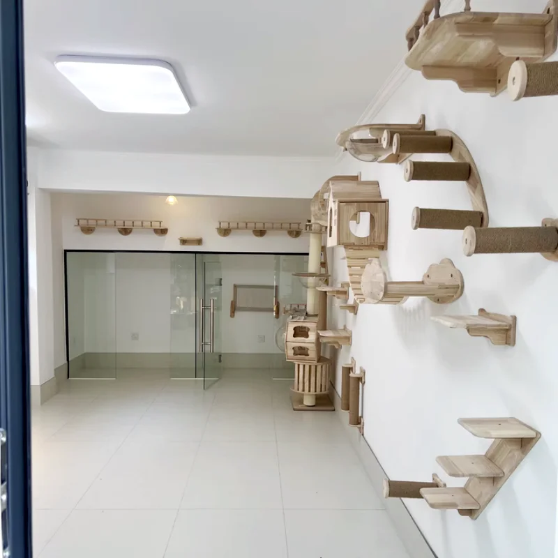 Muebles de pared, estante de escalada, escalones montados en la pared, escalera con cuerda de Sisal, garras de molienda para rascar, escalera de escalada para gatos