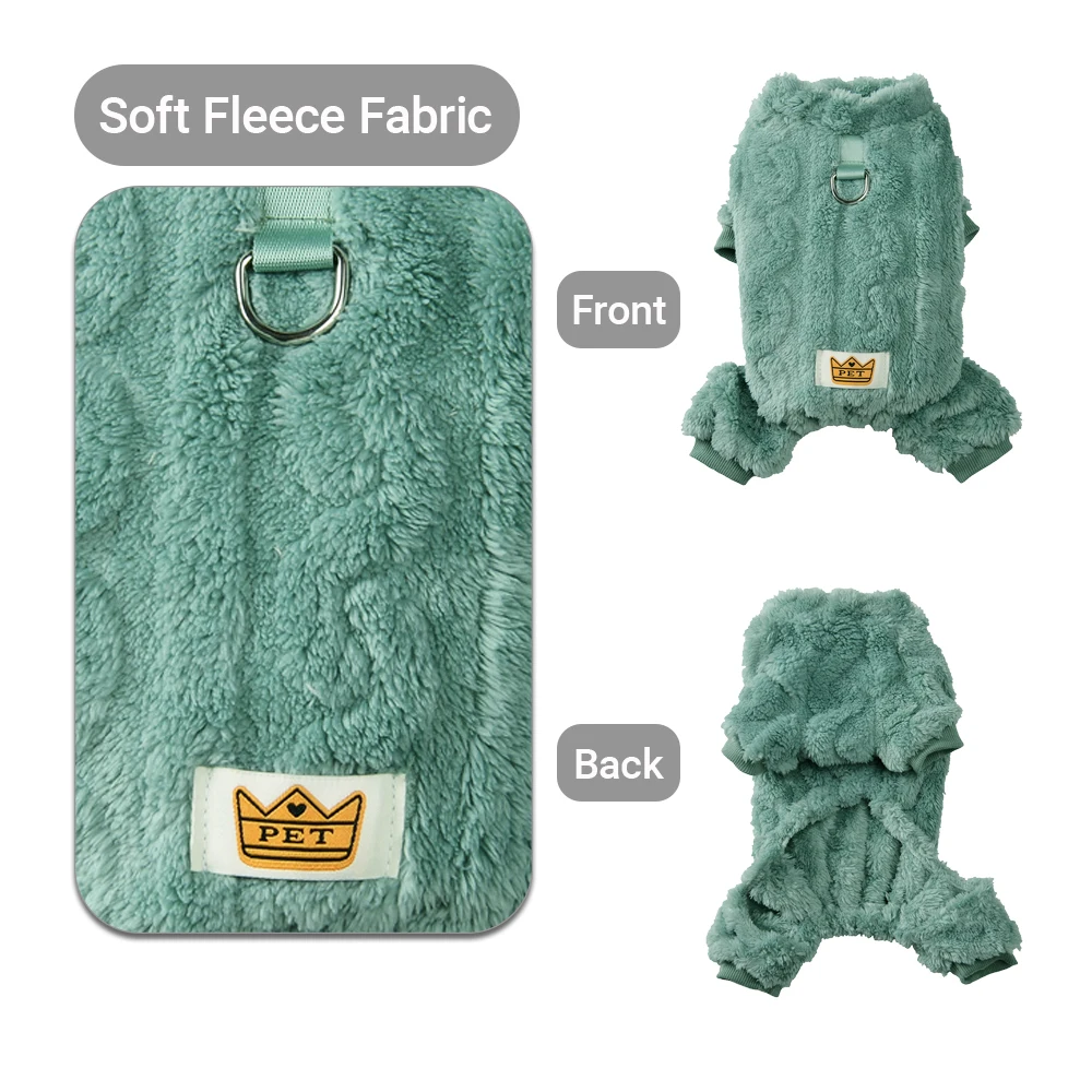 Winter Fleece Dog Jumpsuit Soft Warm Puppy Sweater Pajamas for Small Medium Dogs Chihuahua French Bulldog Overalls Pet Clothing - imagen 4