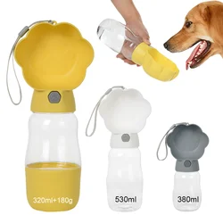 Botella de agua 2 en 1 para perros y gatos con dispensador portátil