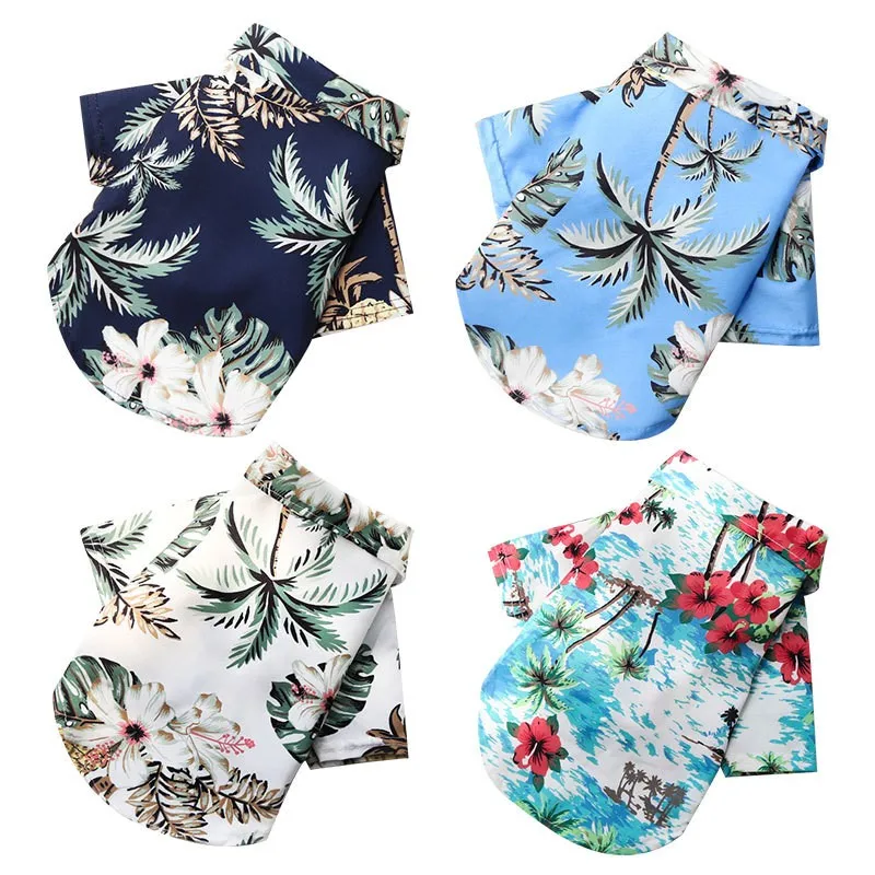 Ropa hawaiana de estilo playero para perros, camiseta para perros, ropa de verano para mascotas para perros pequeños, gatos, Chihuahua, Yorkies, ropa, camisas finas para cachorros - imagen 4