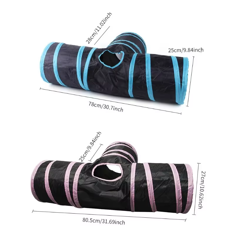 Túneles y tubos de conejito plegables de 3 vías, juguetes de actividad de animales pequeños para conejos enanos, conejillos de indias - imagen 4