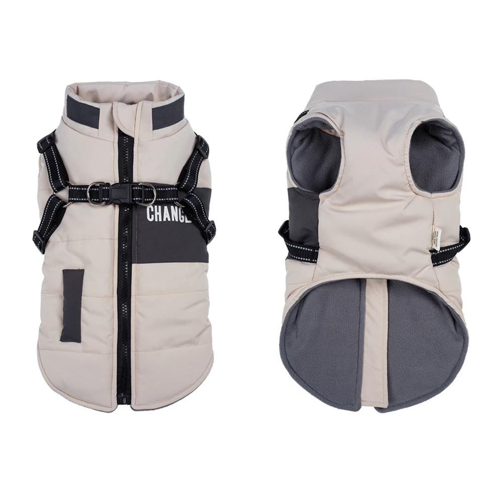 Jersey cálido, chaleco reflectante de lana para perros con arnés, suéter cálido con forro polar para perros pequeños, ropa para perros pequeños y grandes - imagen 2