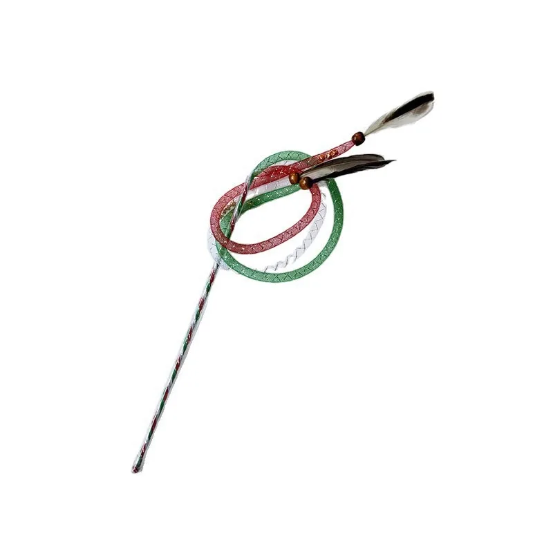 1 uds/3 uds pluma tubo de malla elástica juguete para gatos palo de Teaser juguete para mascotas - imagen 4