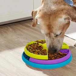 Cuenco alimentador para perros, rompecabezas de tres capas, plato de rotación de comida lenta, tablero de juego giratorio intelectual, accesorio para perros, cuenco alimentador lento para cachorros