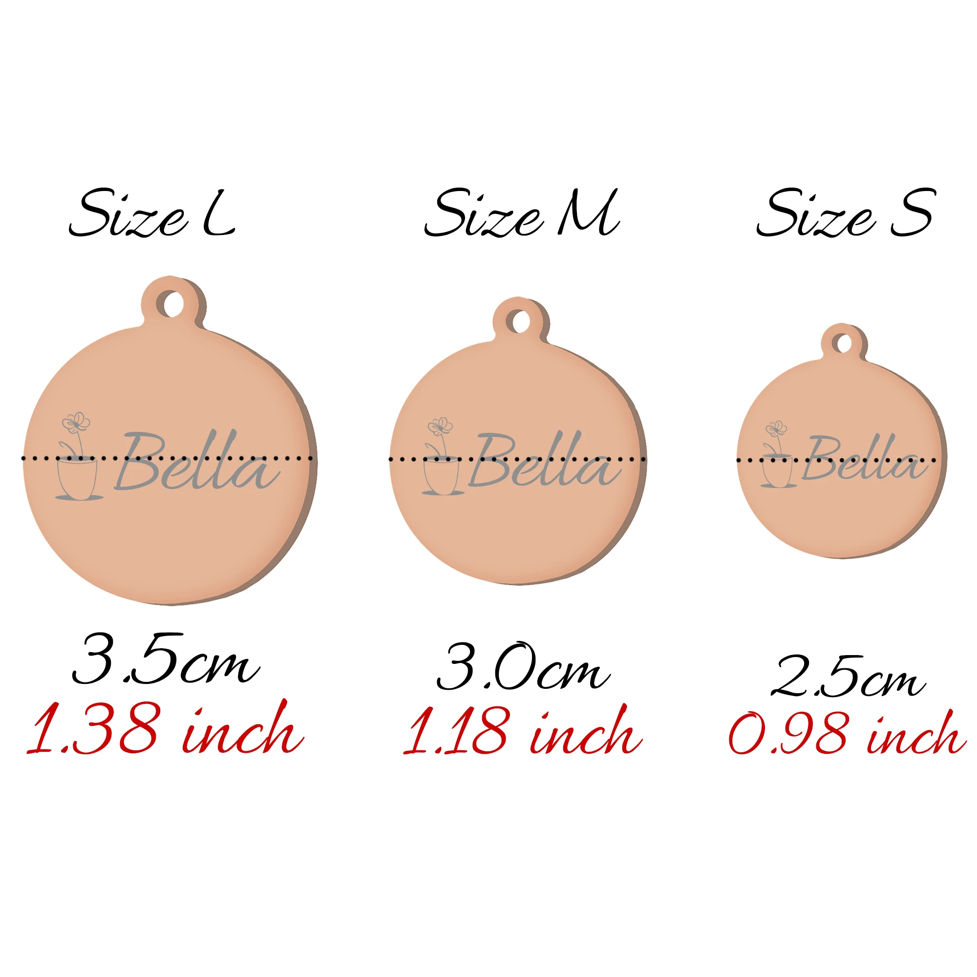 Etiqueta de identificación redonda personalizada para mascotas: acero inoxidable resistente al agua, grabado de texto personalizado con hermosos diseños de flores para perros y gatos - imagen 5