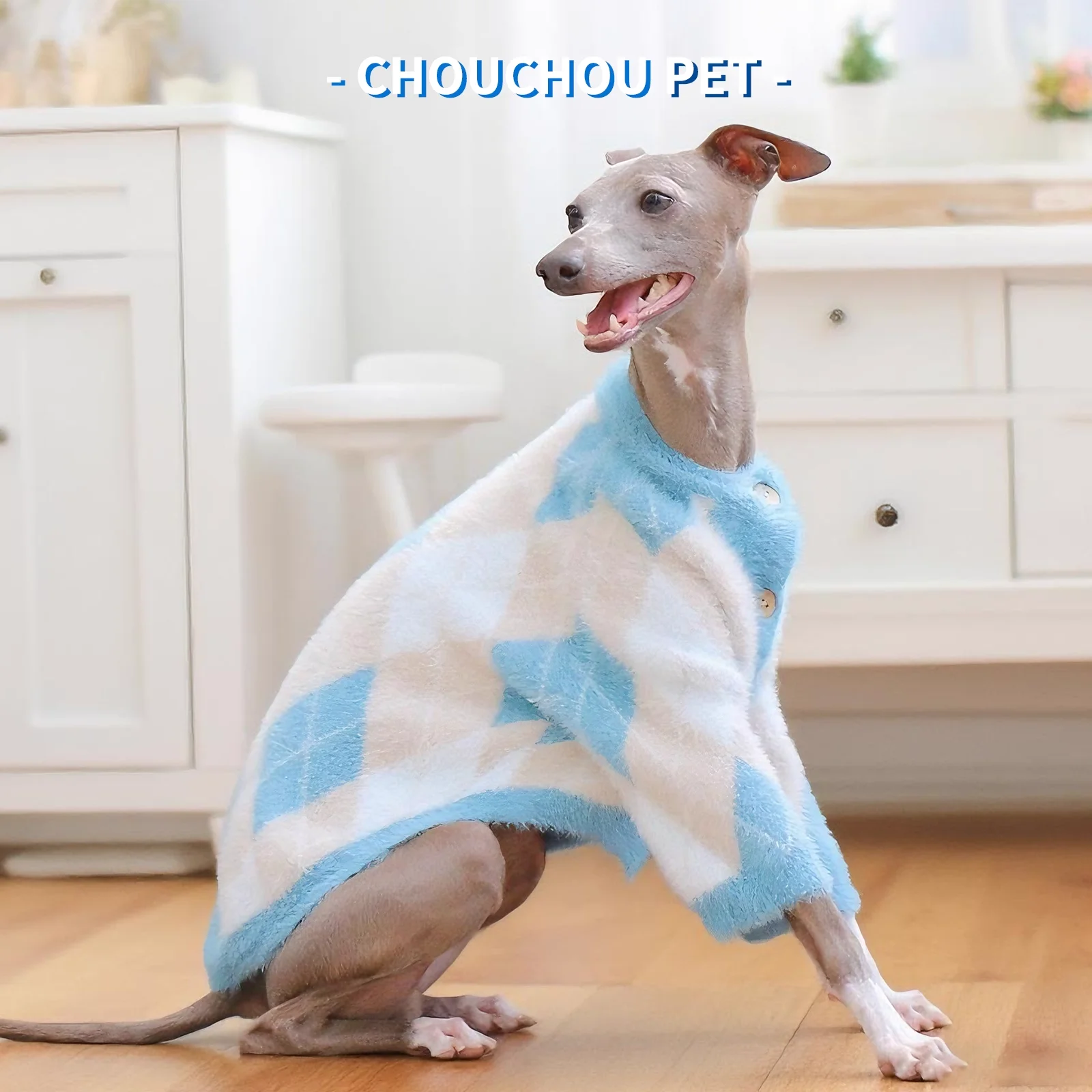 Nuevo suéter para mascotas de otoño/invierno, patrón clásico de diamantes, elegante perro iggy de galgo italiano ​ ​ suéter. - imagen 2