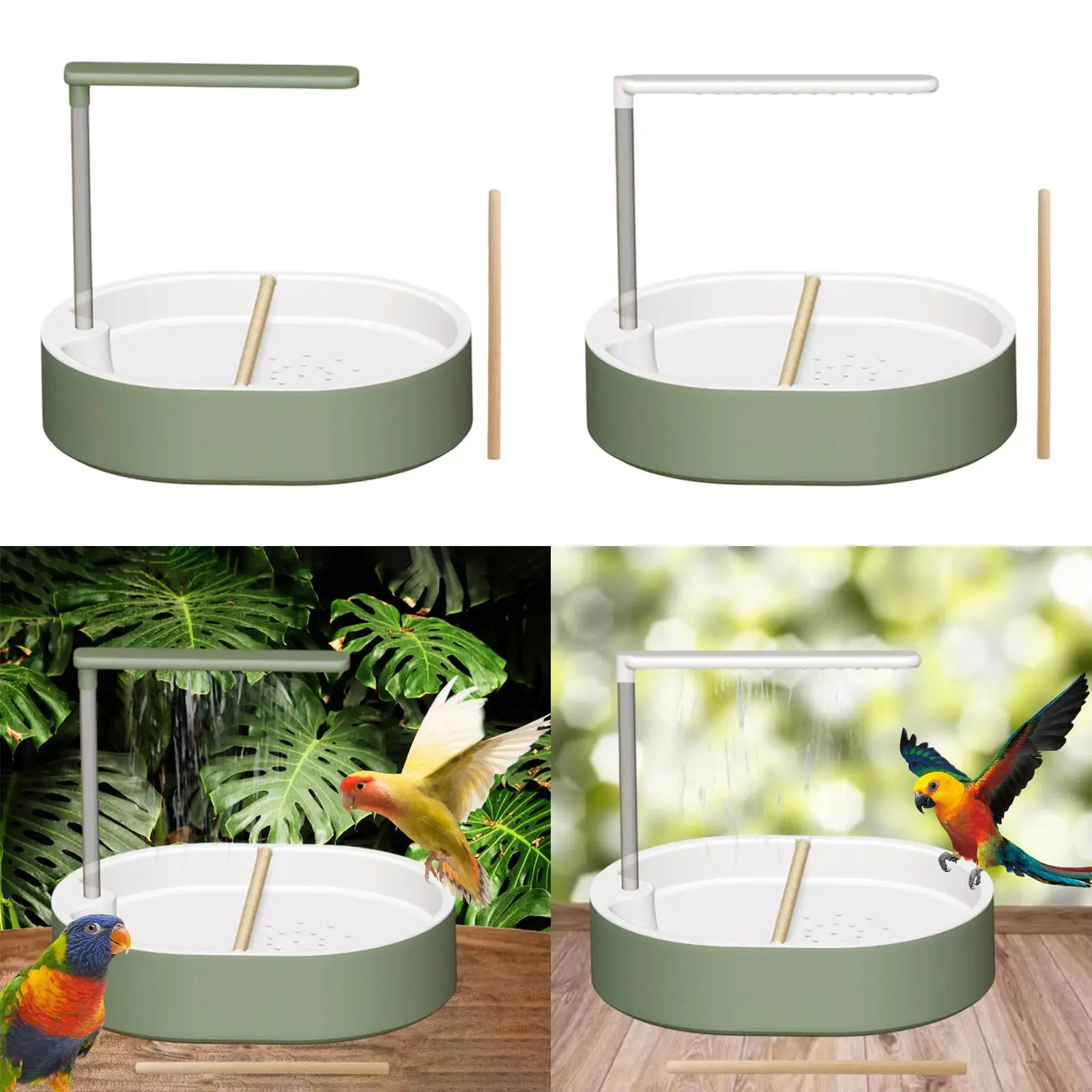 Parrot Bathtub Automatic Bird Bath with Perch and Pump Indoor Shower Cage Accessories for Cockatiel Mynah