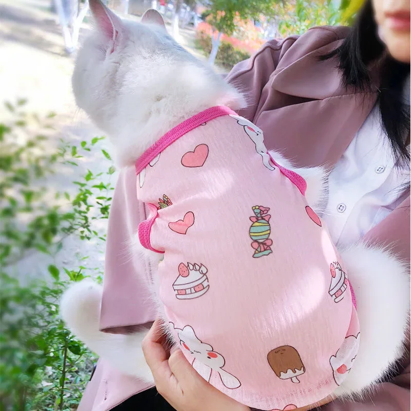 Ropa de protección solar para gatos, chaleco de verano para mascotas, ropa con estampado bonito para cachorros y gatos, jersey transpirable ultrafino para gatitos, ropa para gatos - imagen 3