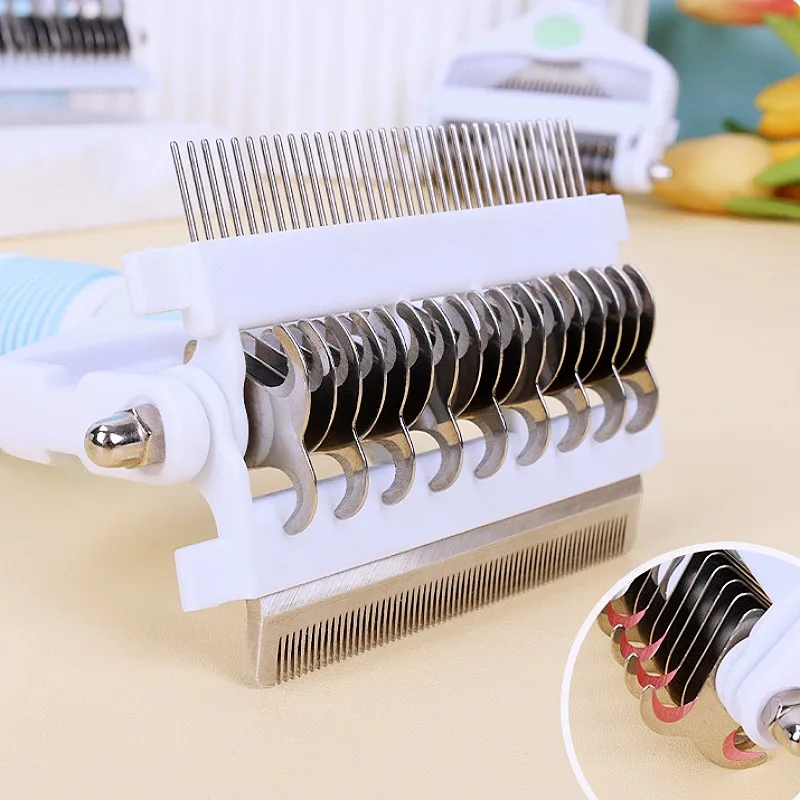Peine para perros, cuchillo, cepillo para perros 3 en 1, cepillo para el cuidado de perros, removedor de pelo para mascotas, cuchillo multifuncional, peines para limpieza de nudos de pelo de perros - imagen 4