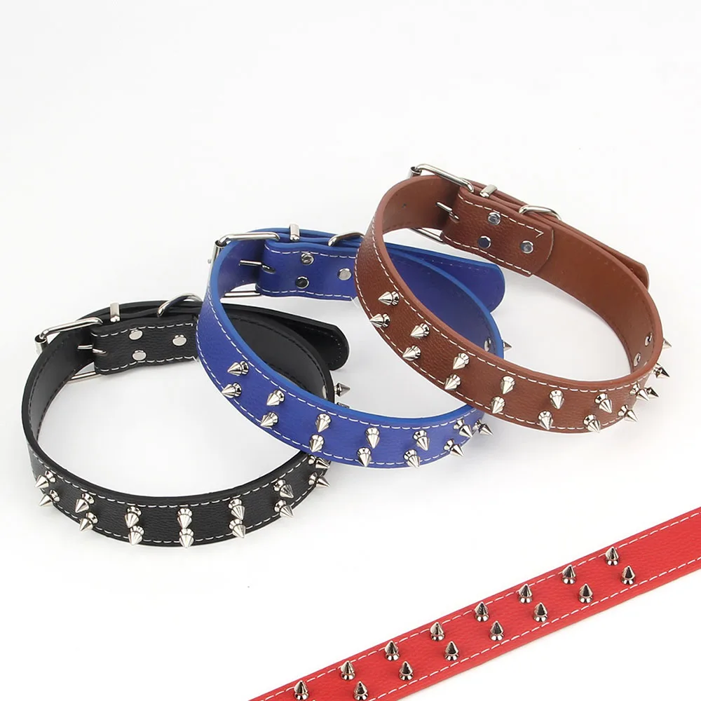Collar para perro grande y mediano: banda para el cuello de cuero PU estilo punk para mascotas con picos, Collar duradero para perros de razas grandes, suministros para mascotas - imagen 4