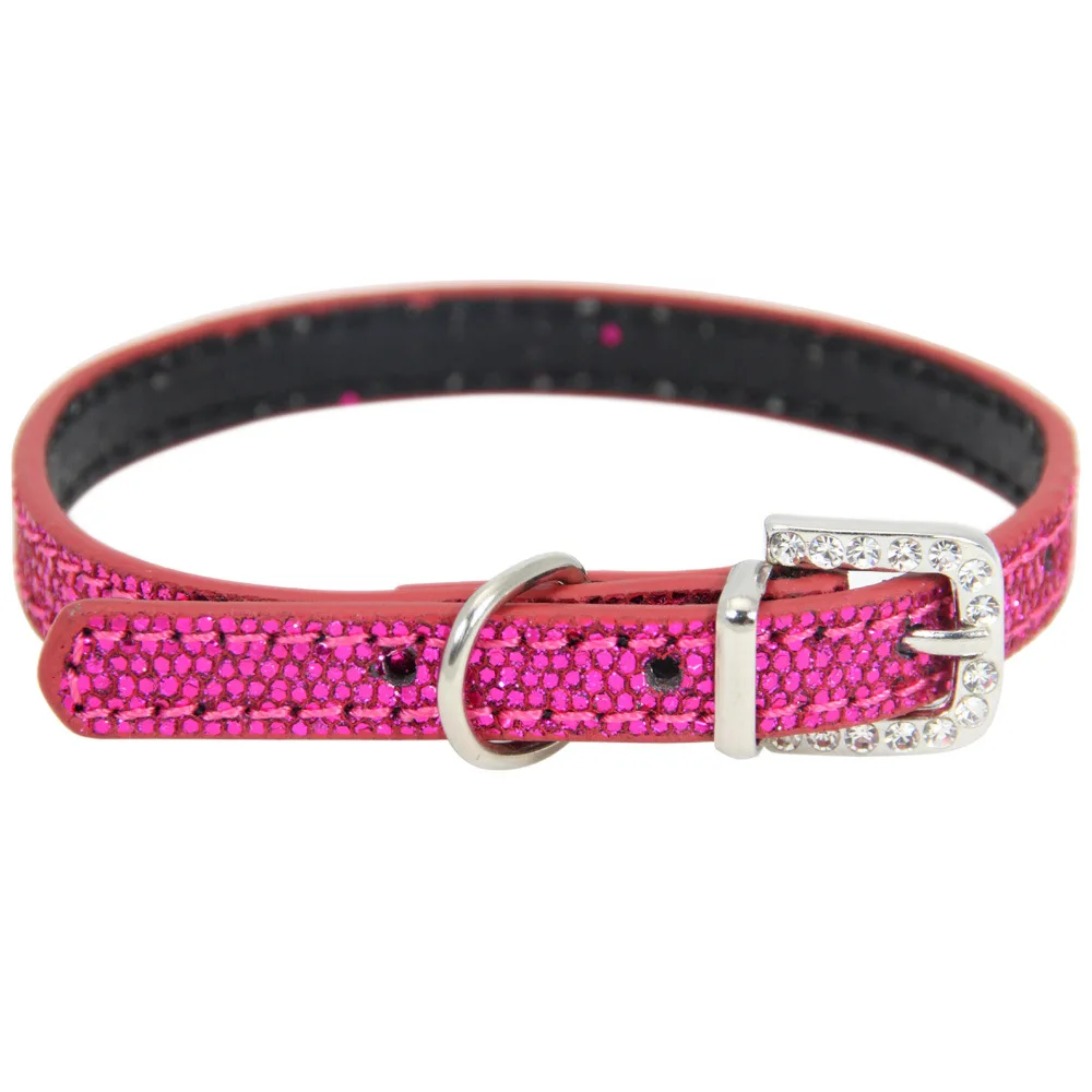 Collar para mascotas con diamantes de imitación y correa de cuero, Collar brillante ajustable para gatito, cachorro, Chihuahua, correa para el cuello, accesorios para mascotas - imagen 5
