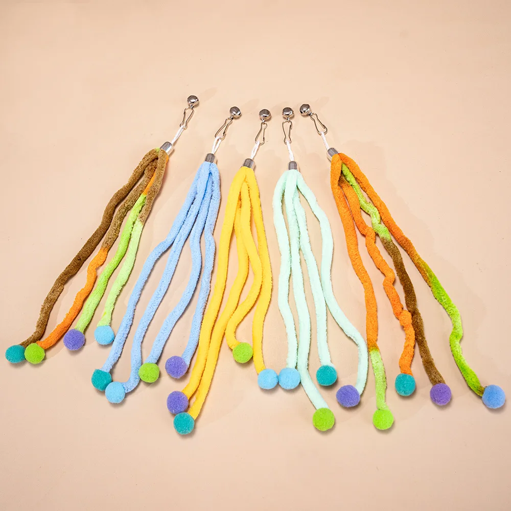 2/3/5 Uds. Tira de tela de felpa juguete para gatos palo de Teaser para cambiar los cabezales juguetes para mascotas accesorios de varita