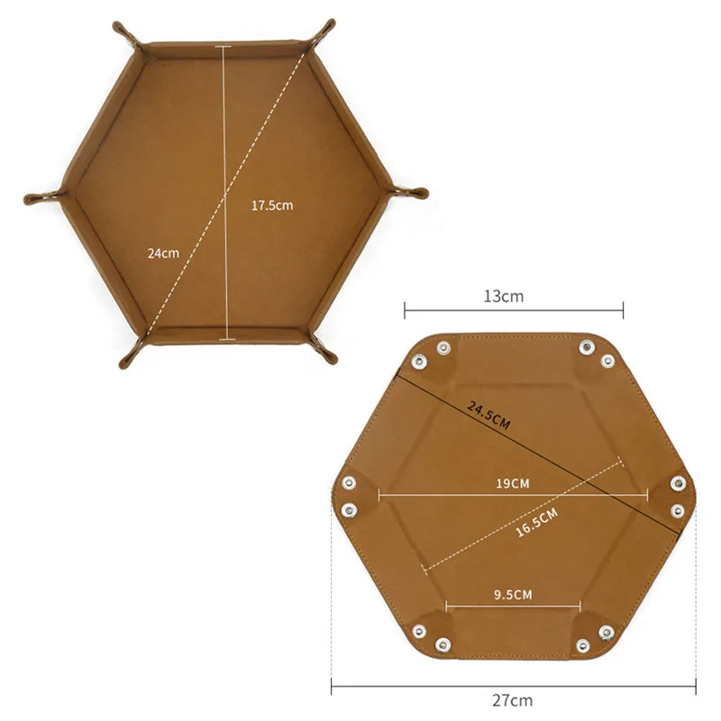 Bandeja para dados Hexagonal y caja de almacenamiento varios, accesorios para juegos de mesa, caja organizadora de torre de dados de cuero, 1 ud. - imagen 3