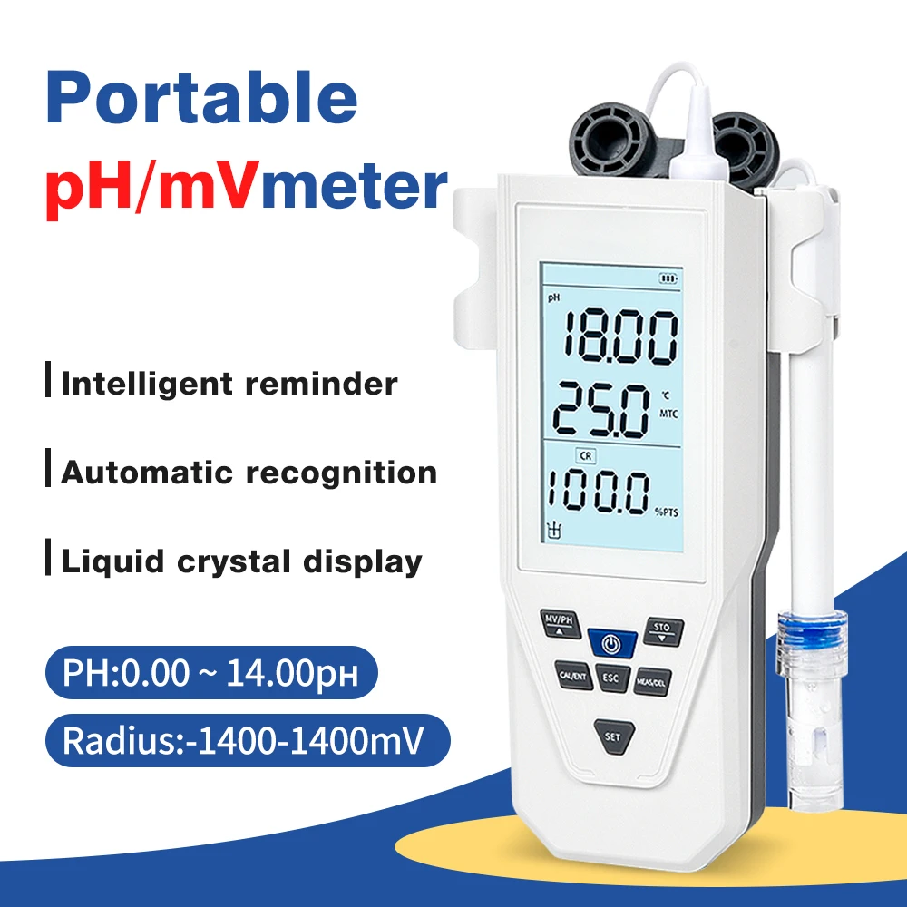 Medidor de PH portátil de 0-14pH, pantalla LCD, Probador de Calidad del Agua, medidor de acidez de laboratorio, analizador de PH de agua para piscina y acuario con sonda