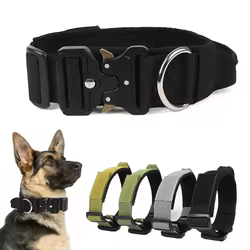 Collar táctico ajustable nailon para perro grande Pitbull y Labrador