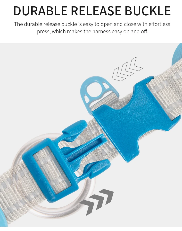 Una hebilla de liberación duradera azul y blanca