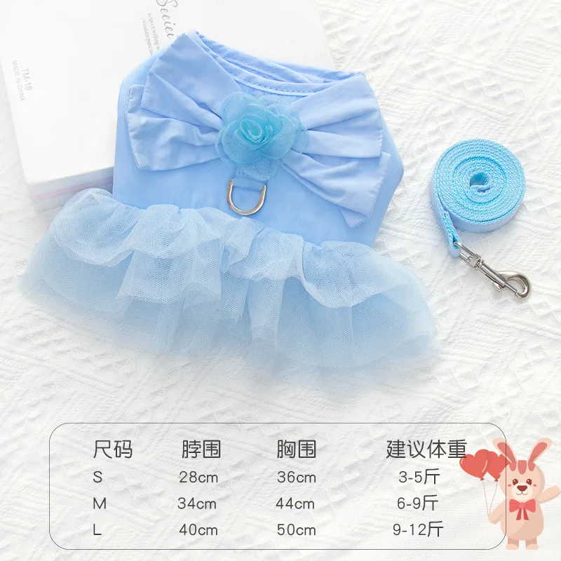 Elegante conjunto de correa de arnés de malla para mascotas, adorable diseño de falda de tul, perfecto para paseos de perros y gatos a la moda para perros pequeños - imagen 4