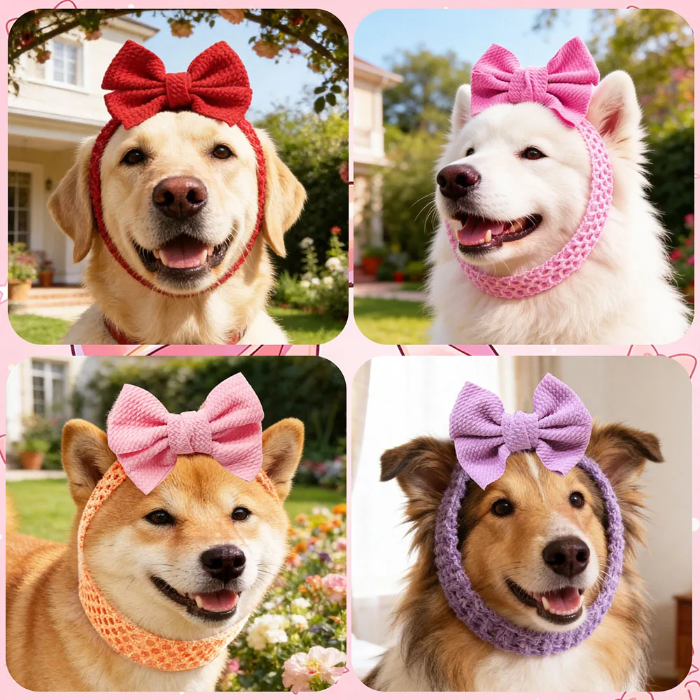 Lazos elásticos para perro pelo coloridos grandes hechos a mano - imagen 2