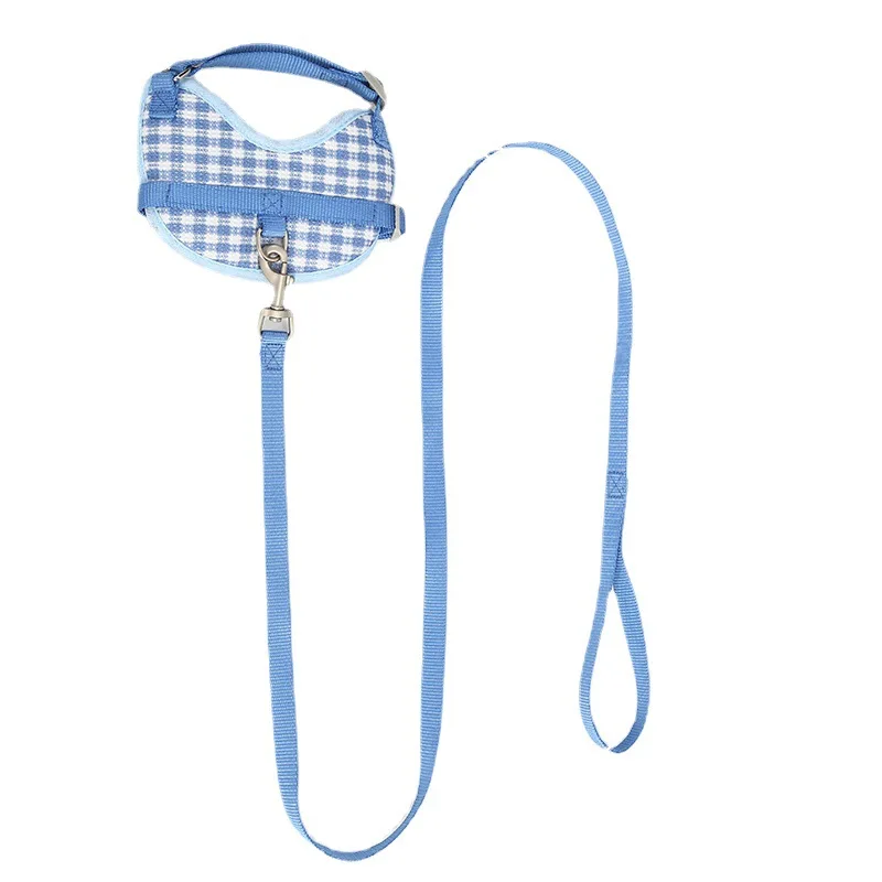 Conjunto de arnés y correa para perros pequeños, chaleco a cuadros con forro de malla de nailon ajustable sin tirones, accesorio para mascotas - imagen 2