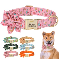 Collar personalizado para perro con grabado de flores – Nylon cómodo