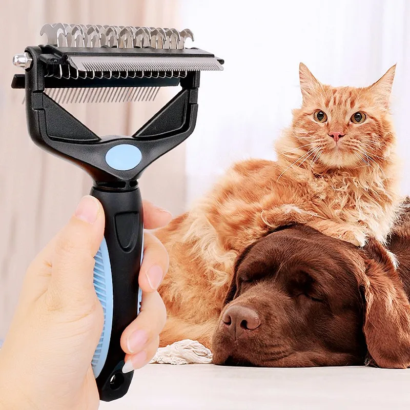 Cuchillo cepillo para perros, peine para perros, cepillo multifuncional para el cuidado de perros 3 en 1, removedor de pelo para mascotas, peine de pelo para gatos de acero inoxidable, suministros para mascotas - imagen 2