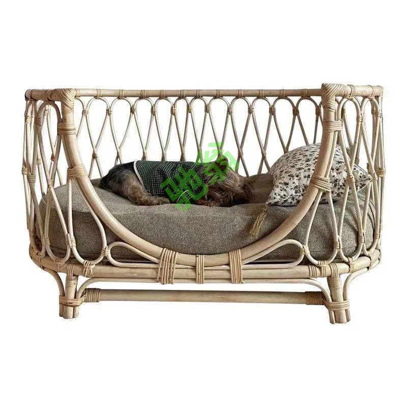 Camas artísticas de ratán para mascotas, sofá tejido para perros, cama de princesa para gatos, cama de mimbre para el día, nido para gatos, suministros para perros y mascotas - imagen 4