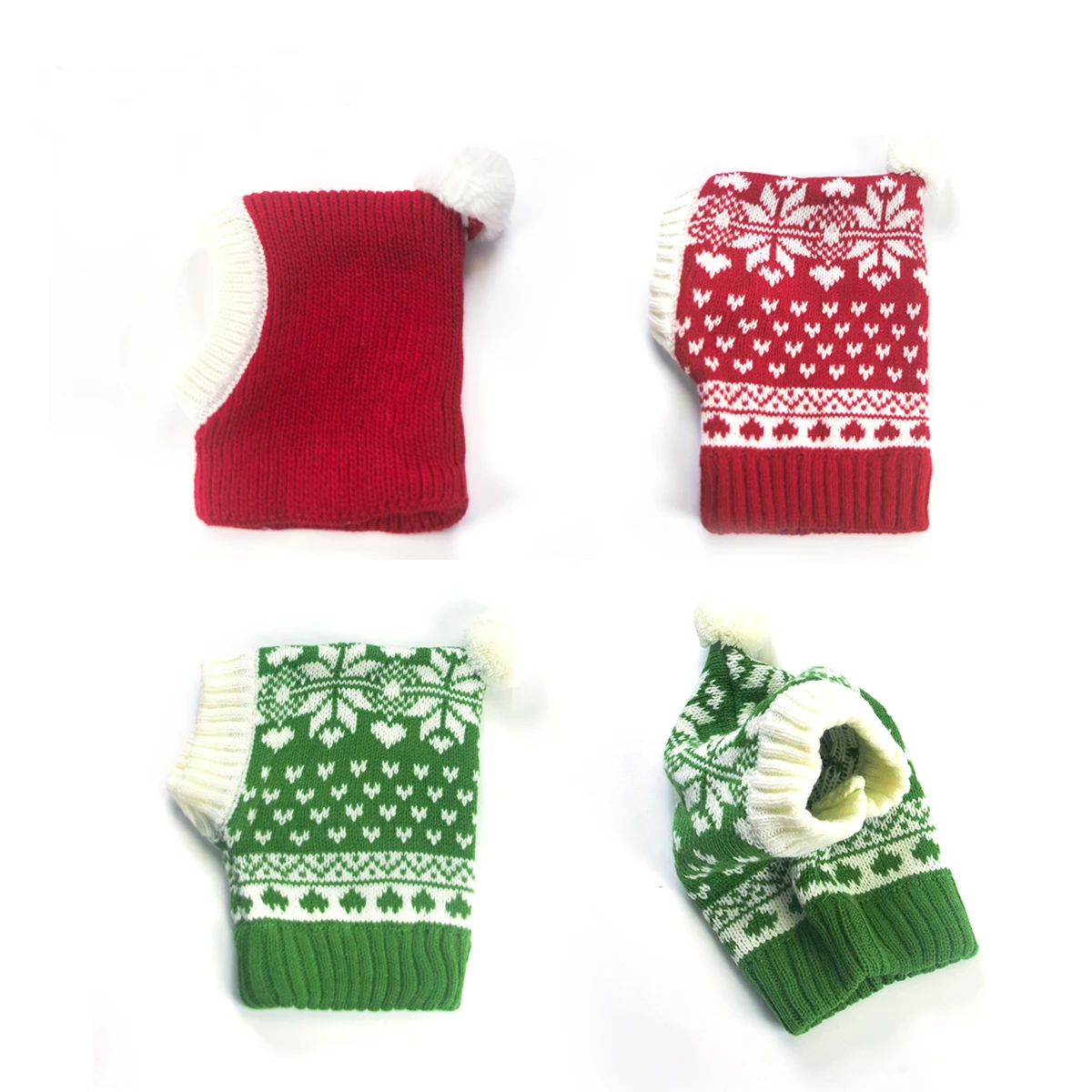 Gorro rojo verde de Navidad de Año Nuevo para perros Wiener, Jersey cálido de invierno, gorro de punto para perros salchicha, gorro de cuello alto para salchichas - imagen 5