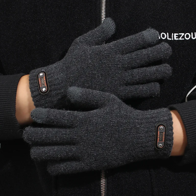 Guantes de ciclismo de punto para hombre de invierno, aptos para pantalla táctil, para el calor en el clima frío con dedos separados - imagen 3