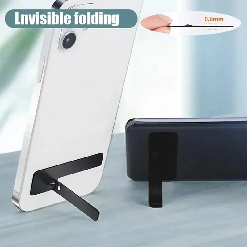 Mini soporte ultrafino para teléfono, soporte universal para teléfono de escritorio, soporte de mesa plegable de acero y metal, 2 uds. - imagen 2