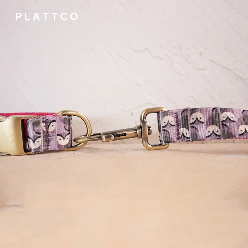 Conjunto collar y correa para perro estampado búhos – Hebilla de bronce - imagen 5