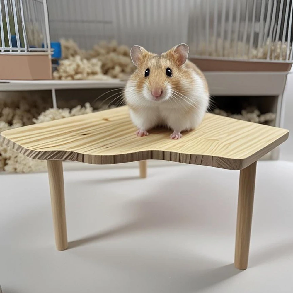 Escalera de madera para hámster, plataforma, tabla de saltar, parque infantil, juguete de escalada para hámster, escaleras para mascotas pequeñas, accesorios para jaula de hámster, 1 ud.