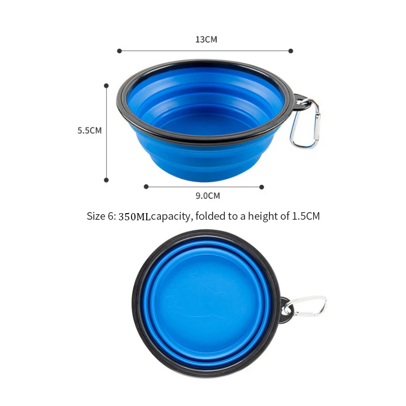 Cuenco plegable de silicona para mascotas, contenedor de comida portátil para cachorros, alimentador plegable para acampar al aire libre, accesorios para perros, 350ML - imagen 4