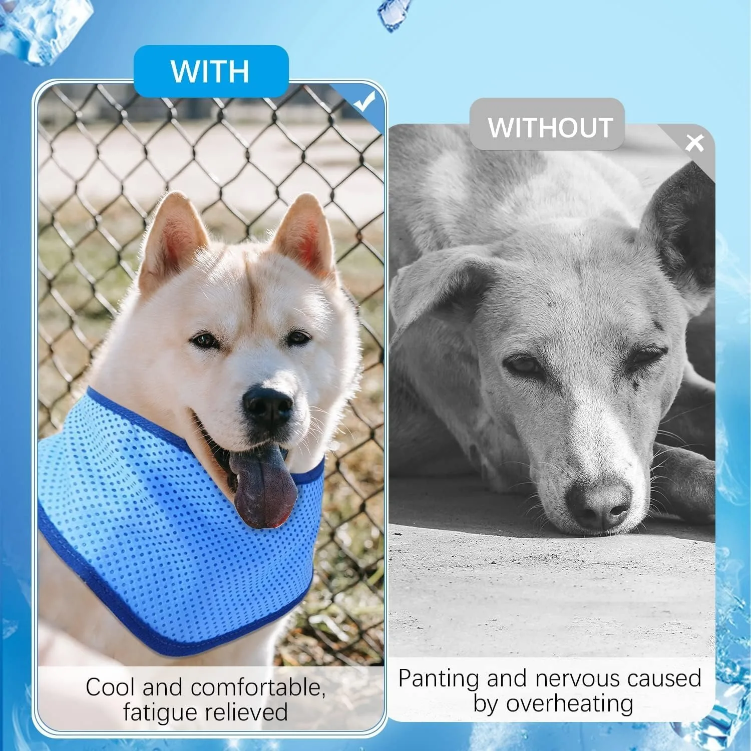 Bufanda de hielo refrescante para perros, toalla de hielo fresca, ropa caliente de liberación rápida para mascotas, chaqueta fresca para perros pequeños, medianos y grandes, accesorios de verano - imagen 4
