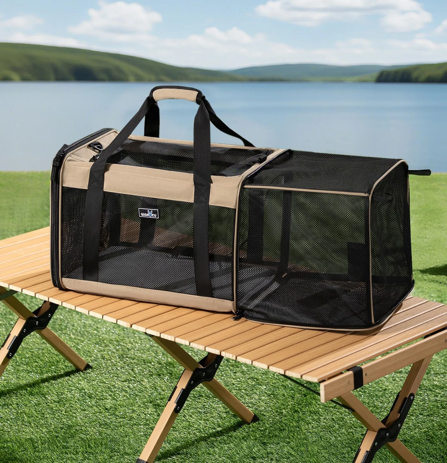 Bolsa transportadora para mascotas expandible, portátil, plegable, para exteriores, bolsa para gatos, bolsa para coche para mascotas, bolsa para mascotas aprobada por aerolínea, transportador para perros de cara suave - imagen 2