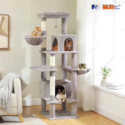 Árbol para gatos grande con hamaca y poste de sisal – 2 alturas