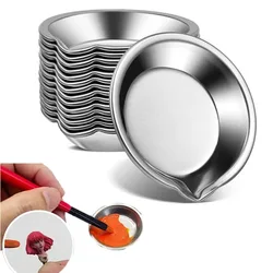 Cuencos de pintura de acero inoxidable, bandejas de pintura al óleo, tazas para mezclar colores, herramientas de pintura, 6/12 Uds., 5cm