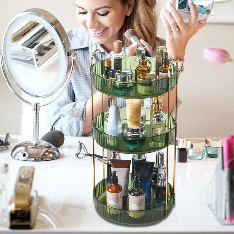 Estante de almacenamiento de cosméticos, contenedor de joyería, organizador de maquillaje de 3 niveles, tocador de escritorio, lápiz labial, cuidado de la piel - imagen 5