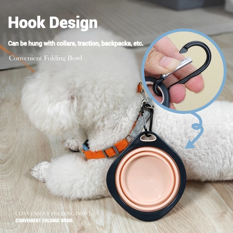 Cuenco plegable de silicona para mascotas, cuenco plegable de viaje al aire libre para perros, plato alimentador de comida portátil para cachorros, cuenco alimentador de silicona para perros - imagen 3
